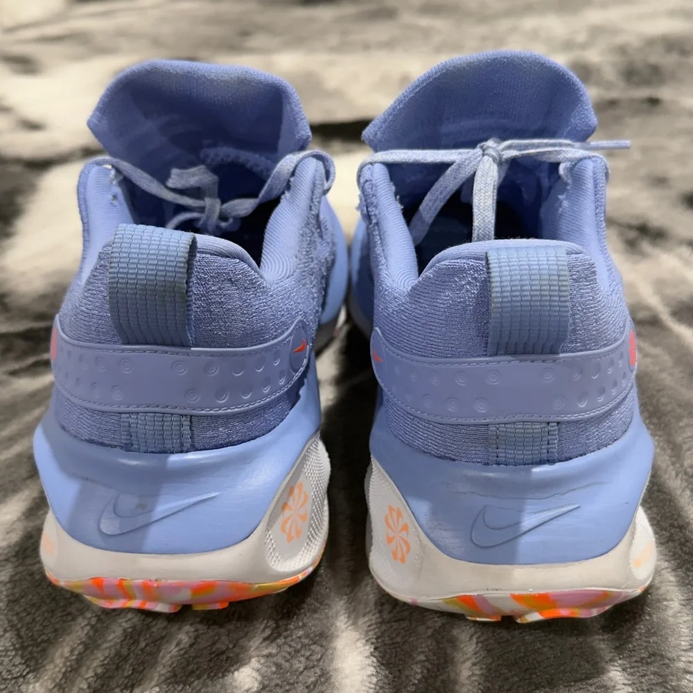 Nike Blue Knit Running Shoes with Orange Swoosh - Picture 5 of 9